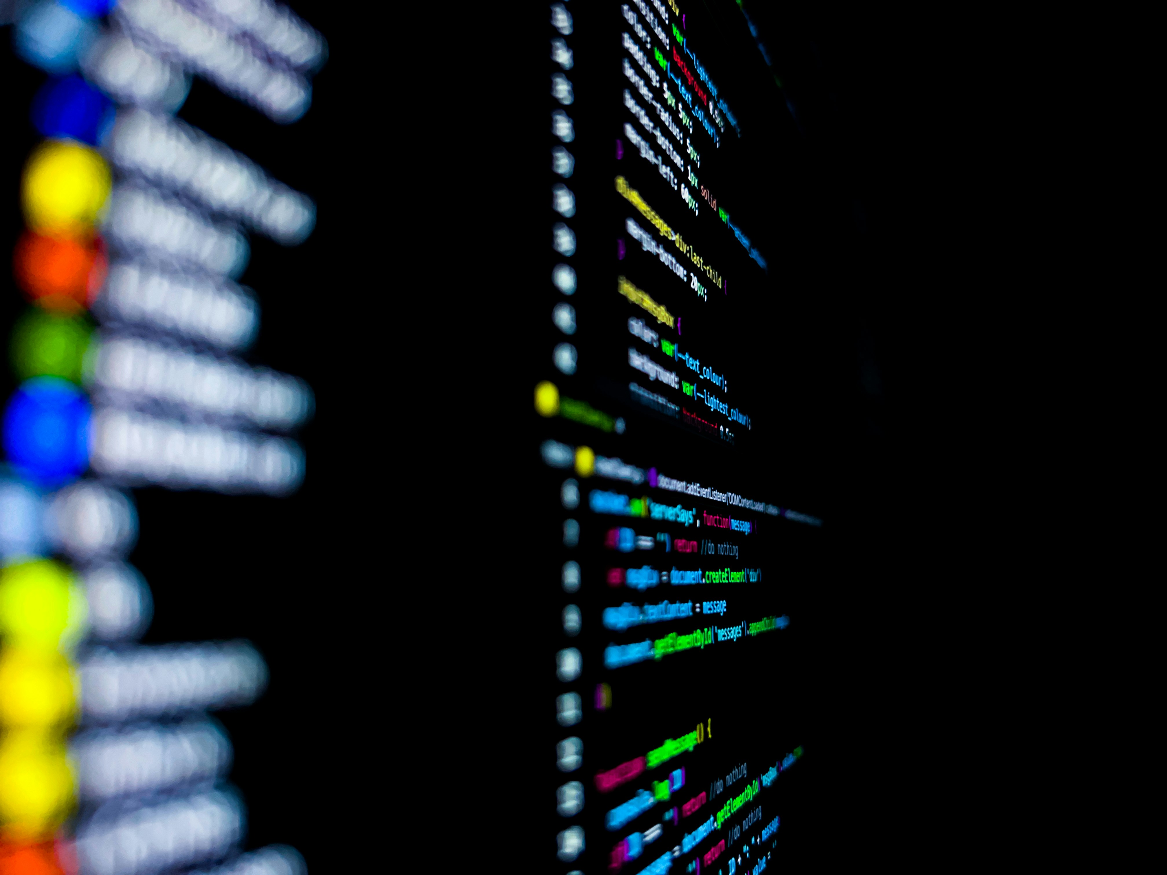 A close up of several computer servers
